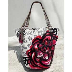Y2K Coach 14735 Poppy Floral Graffiti North South Tote Bag